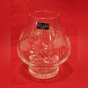 Stuart Cut Crystal Glass Fuschia Design Candle Holder